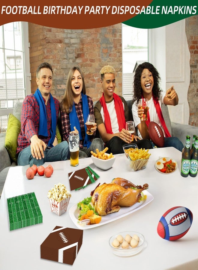 Merriva 50 Count Football Party Paper Napkins – 25 Football Design and 25 Field Design, Disposable Beverage Cocktail Napkins for Game Day, Sports Birthday, Tailgate, and Team Celebration Decorations - Image 4